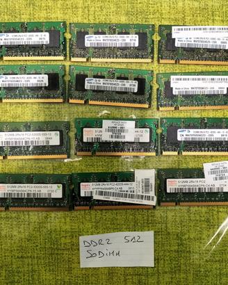 stock RAM ddr2 x notebook da 512 mb