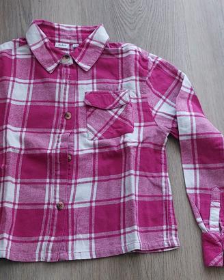 Camicia a quadri fucsia bambina