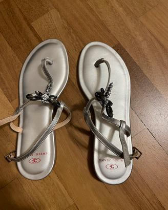 Sandali bassi infradito Swish Jeans argento tg 38