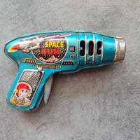 Pistola spaziale giocattolo in latta vintage