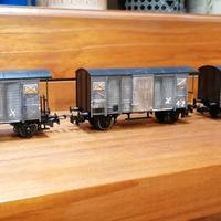 set 3 carri merci invecchiati H0 1:87 Lilliput 