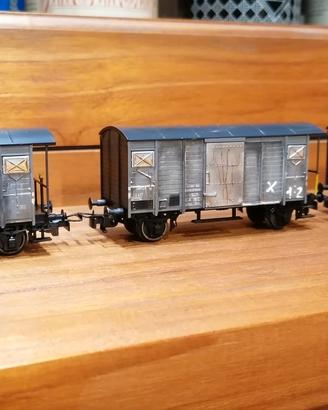 set 3 carri merci invecchiati H0 1:87 Lilliput 