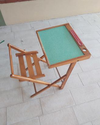 Antico Banco da scuola in legno richiudibile con l