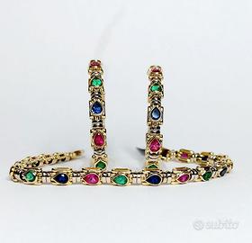 Bracciale e orecchini oro 18kt  tormaline naturali