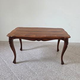 Tavolo da Caffè in Legno Intarsiato Stile Barocco