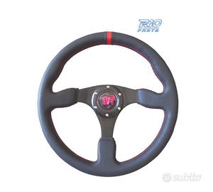 VOLANTE IN PELLE NERA CON RIFINITURA ROSSA