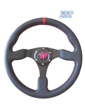 VOLANTE IN PELLE NERA CON RIFINITURA ROSSA