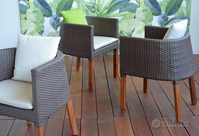 P01 set 3 pz poltroncine in rattan da esterni