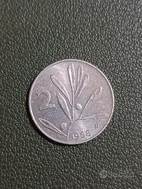 Rara moneta 2 lire 1958 - repubblica Italiana 