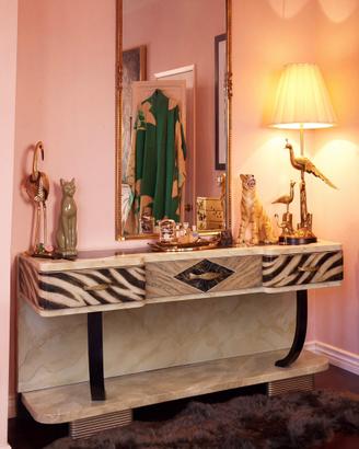 Console Vintage ArtDeco Zebrata Effetto Marmo Nero