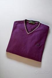 Maglione Fred Perry Scollo a V Viola Taglia M