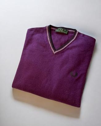 Maglione Fred Perry Scollo a V Viola Taglia M