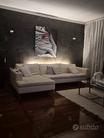 Divano in veranda pelle bianco con penisola 