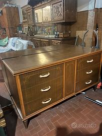 Cassettiera vintage in legno 6 cassetti mobile