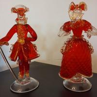 Coppia statuine da collezione  in vetro di Murano.