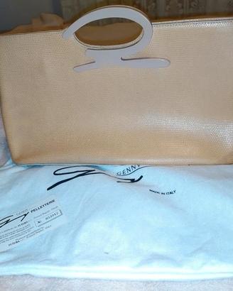 Genny borsa color crema real leather