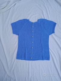 Maglia Cardigan Crochet Azzurra - Lavorato a mano