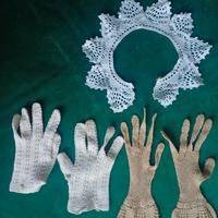 guanti primi 1900 e bavero uncinetto anni 1970