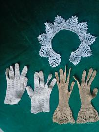 guanti primi 1900 e bavero uncinetto anni 1970