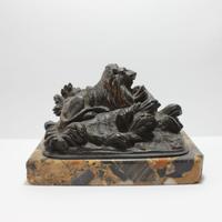 Scultura Leone sulla Roccia in Bronzo XIX Sec.