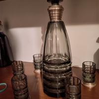 "Rarissimo Set Liquore Art Déco in Cristallo Fumé