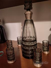 "Rarissimo Set Liquore Art Déco in Cristallo Fumé