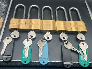 Lotto 5 Lucchetti Ottone Sicuro Arco Lungo 🔑