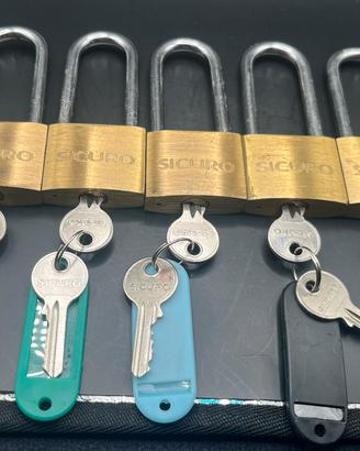 Lotto 5 Lucchetti Ottone Sicuro Arco Lungo 🔑