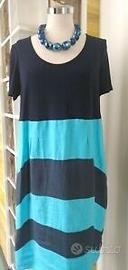 Abito lino con corpetto in jersey bicolore