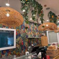 Lampadario con luce,  in bambu’  da soffitto