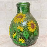 Vaso di vetro dipinto a mano 