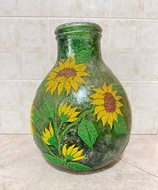 Vaso di vetro dipinto a mano 