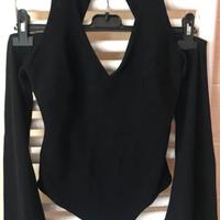 Body nero cotone elesticizzato tg s