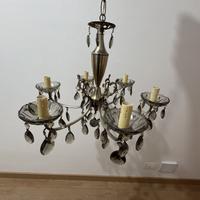 Lampadario pendente a gocce a 6 luci vintage