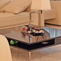 Tavolino basso salotto quadrato laccato nero