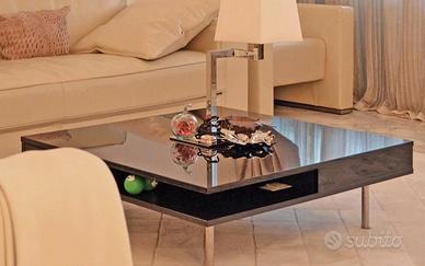 Tavolino basso salotto quadrato laccato nero