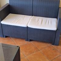 Salotto da esterno polirattan  marrone 