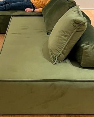 Divano letto 3 posti in velluto verde
