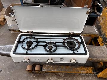 Fornello a gas REX 3 fuochi vintage con coperchio