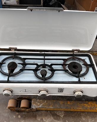 Fornello a gas REX 3 fuochi vintage con coperchio