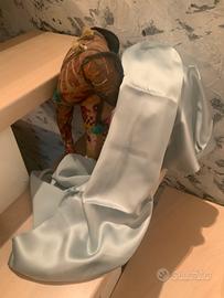 Scampolo seta azzurro chiaro