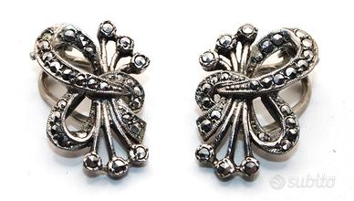 Antichi orecchini argento marcasite