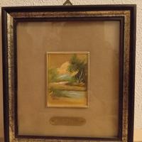 dipinto ad olio paesaggio su foglia d'oro René