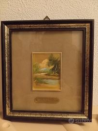 dipinto ad olio paesaggio su foglia d'oro René