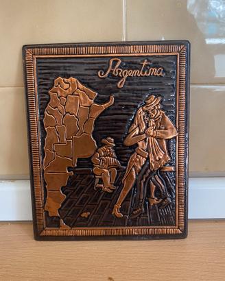 Quadro Rilievo Rame Argentina Tango Vintage 20x25