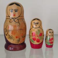 Matriosca Russe Vintage Set di 3 Bambole in Legno