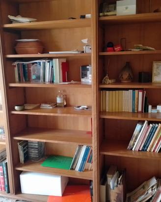 Libreria in rovere con ripiani tamburati