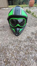 Casco Cross e Mascherina Qtech (Verde/Nero)