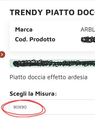 Piatto doccia 90x90