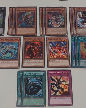 lotto base completa deck re del fuoco yugioh